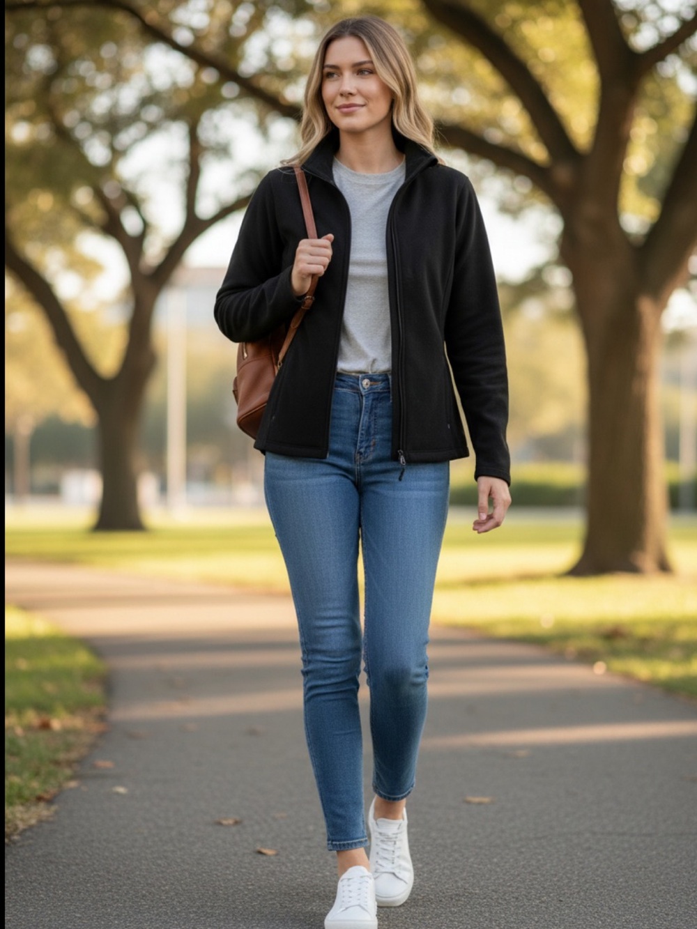 Black Zip-Up Fleece Jacket